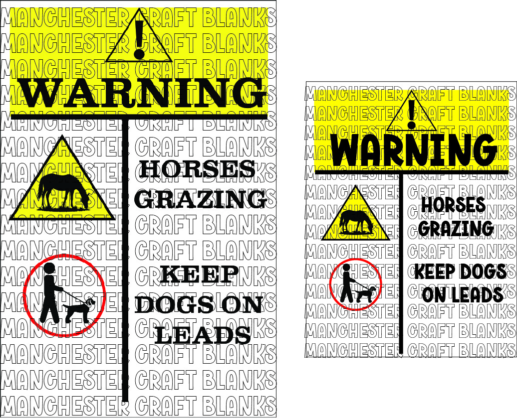 Equestrian warning caution sign banners- Warning. Horses grazing. Keep dogs on leads - Image 3