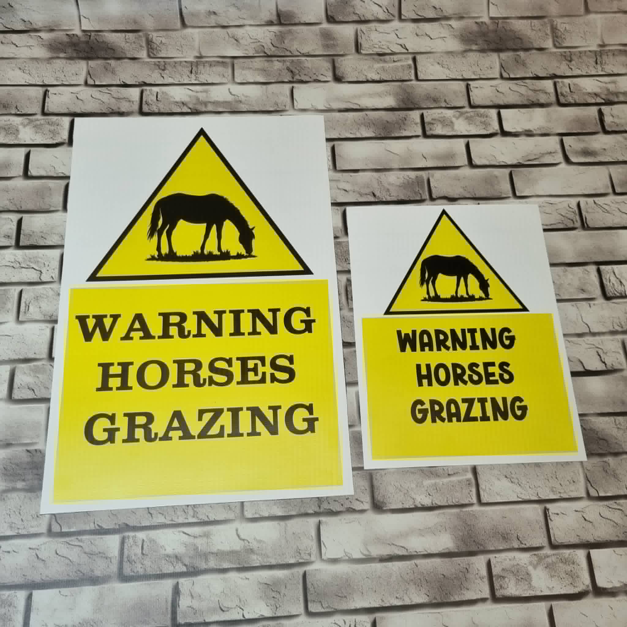 Equestrian warning caution sign banners- Warning Horses grazing