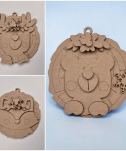 Alternative view of Woodland animals on log slice