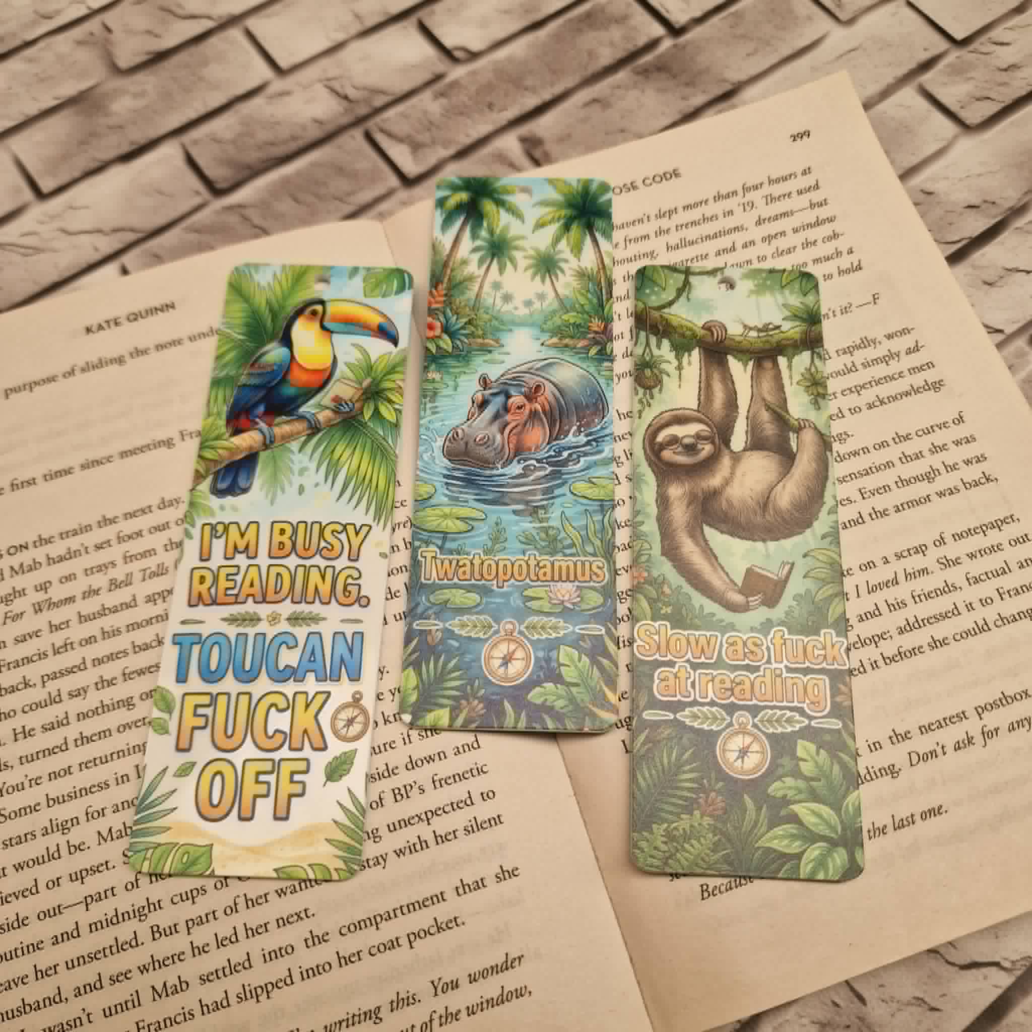 Jungle Sweary Bookmarks - 3 designs