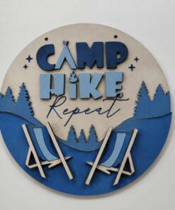 Camp, Hike, Repeat 23cm round