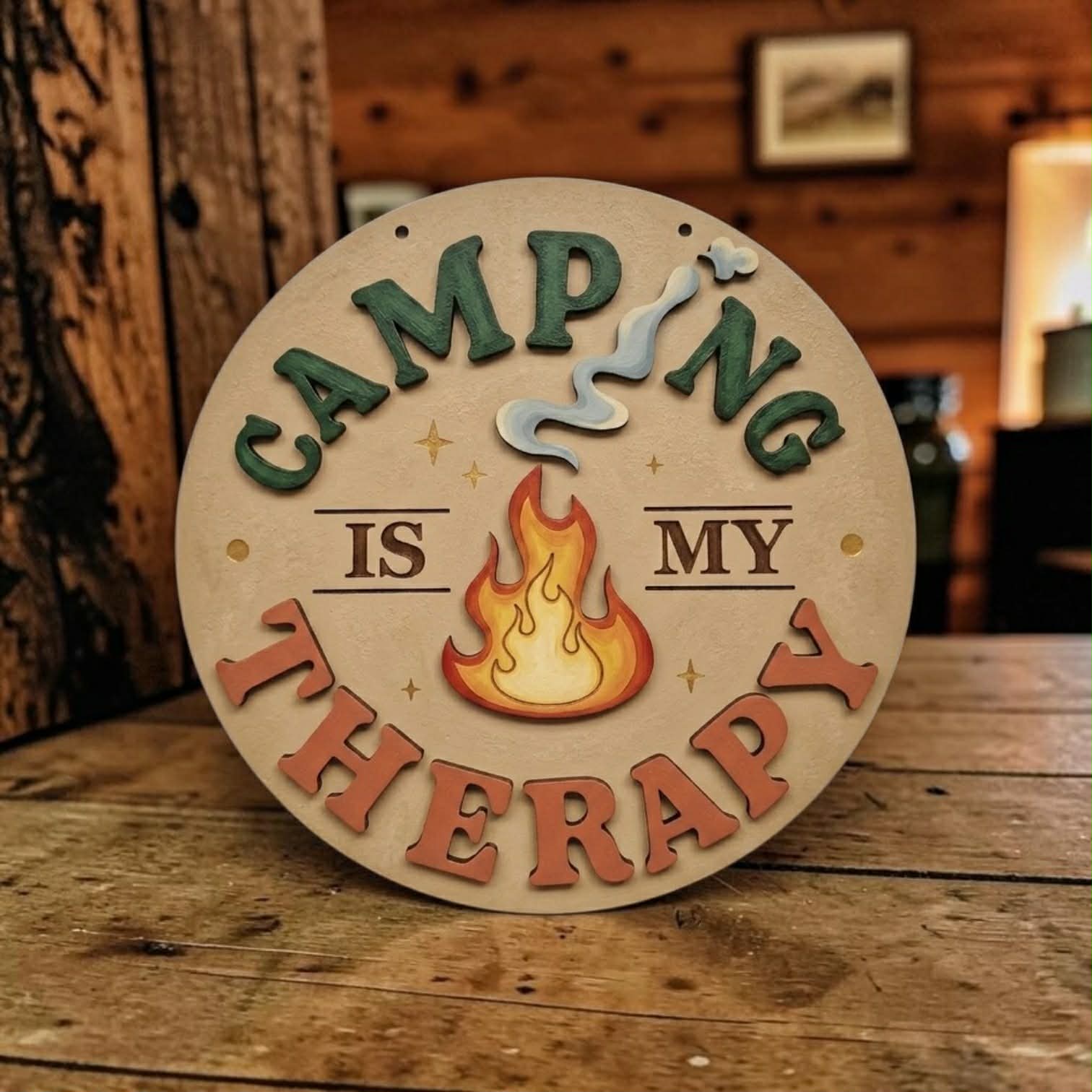 Camping Is My Therapy 23cm round