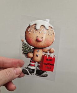 UV DTF – C 069 Gingerbread with gift bag decal 9cm - Image 3
