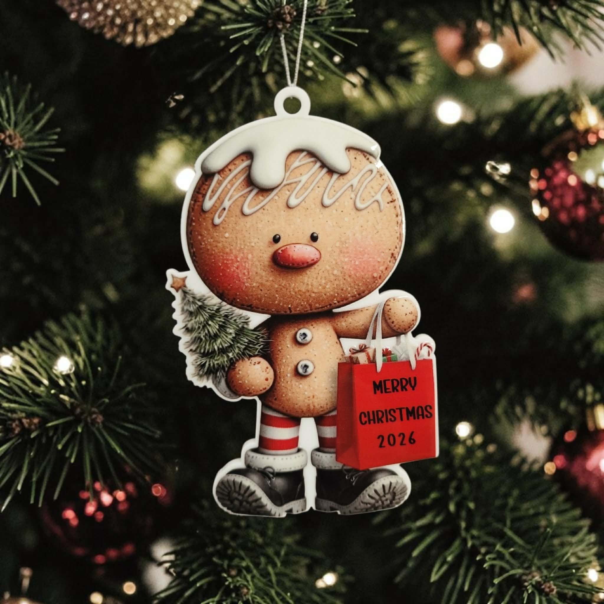UV DTF – C 069 Gingerbread with gift bag decal 9cm