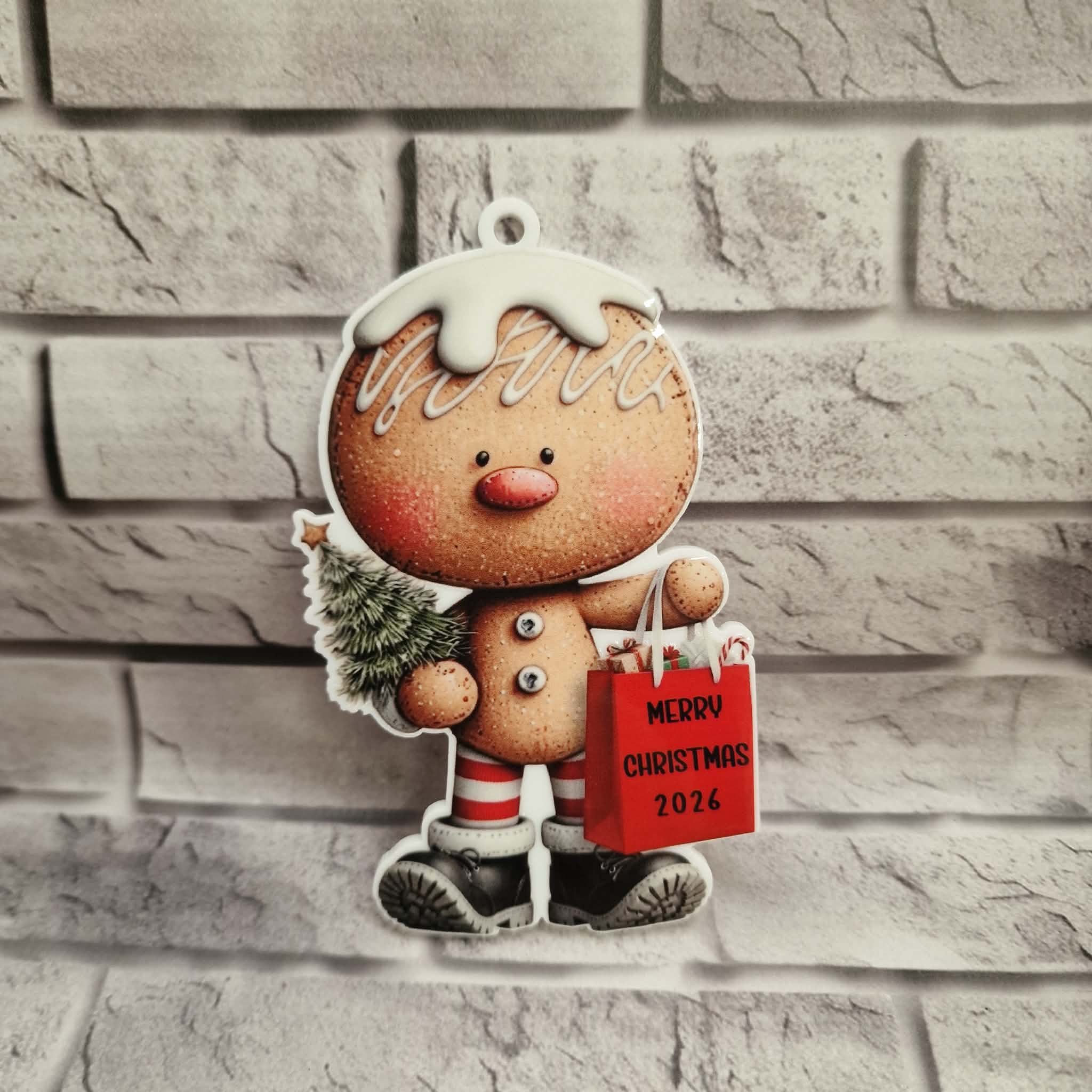 UV DTF – C 069 Gingerbread with gift bag decal 9cm - Image 2