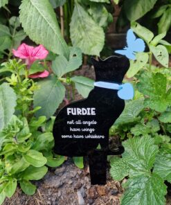 Grave marker - cat with butterfly