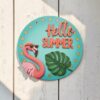 Hello Summer Flamingo 23cm round