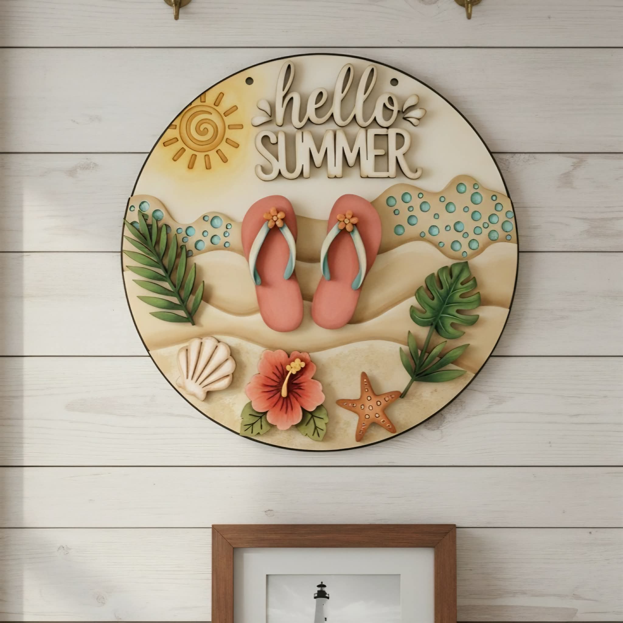 Hello Summer Flip Flop 23cm Round