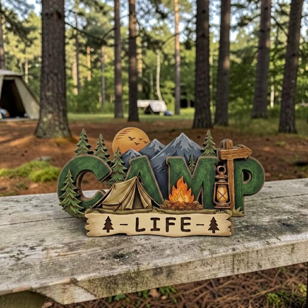 Camp Fire Life Chunky layered plaque