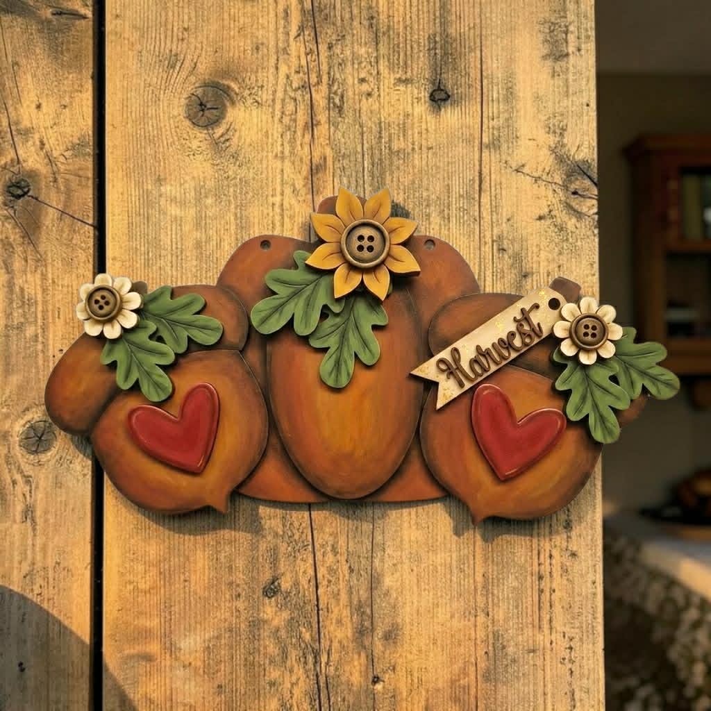 Pumpkin Acorn Hanging plaque
