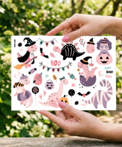 UV DTF – SHE 042 sheet of Pink Dinosaurs