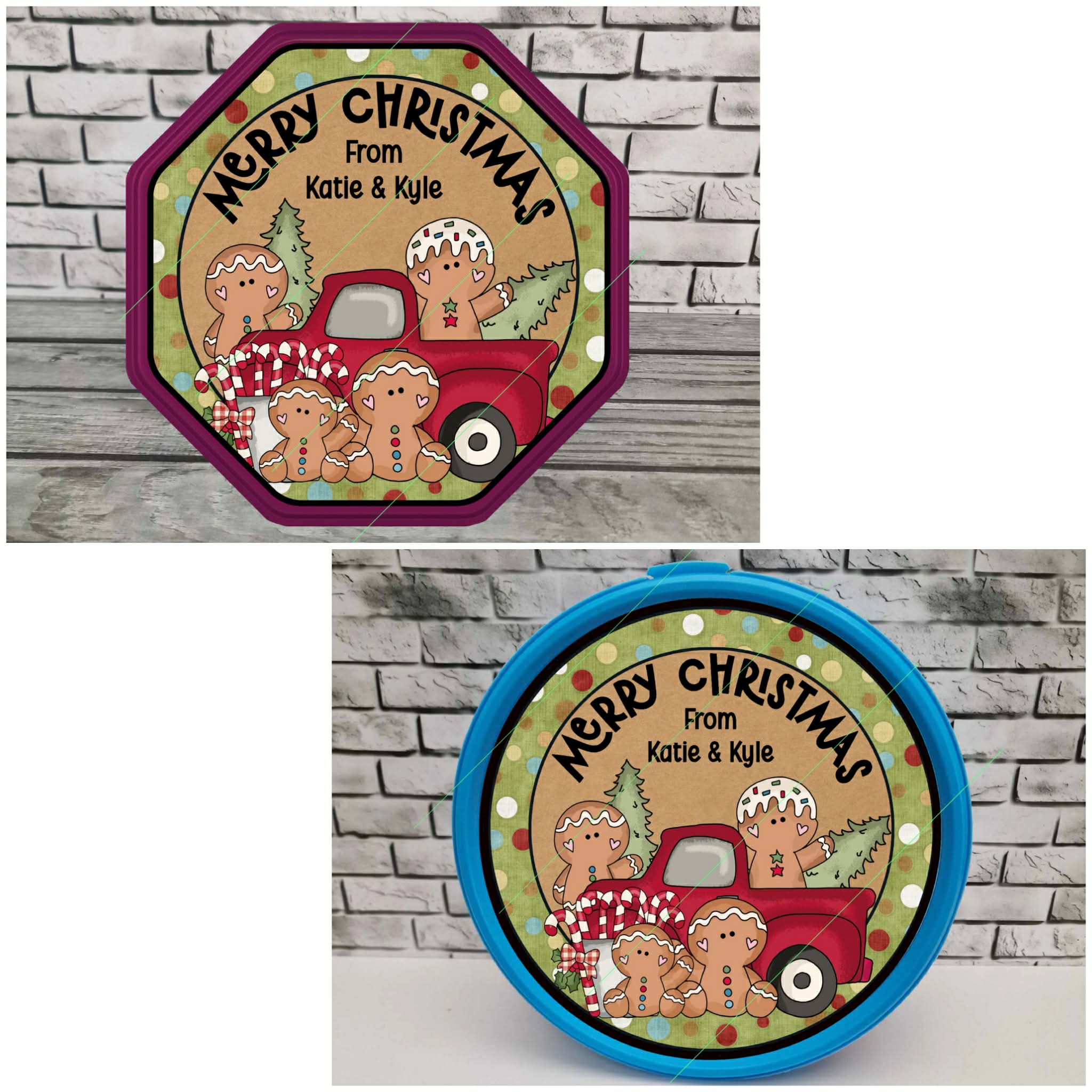 Chocolate tub stickers - Gingerbread Red Truck