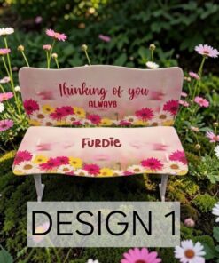 Alternative view of Large UV Printed Bench - Various MCB designs with text