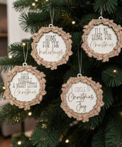 Alternative view of Wreath bauble set with white MDF
