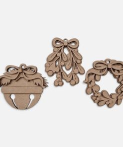 Mistletow, Bell and Wreath bauble set - Image 3
