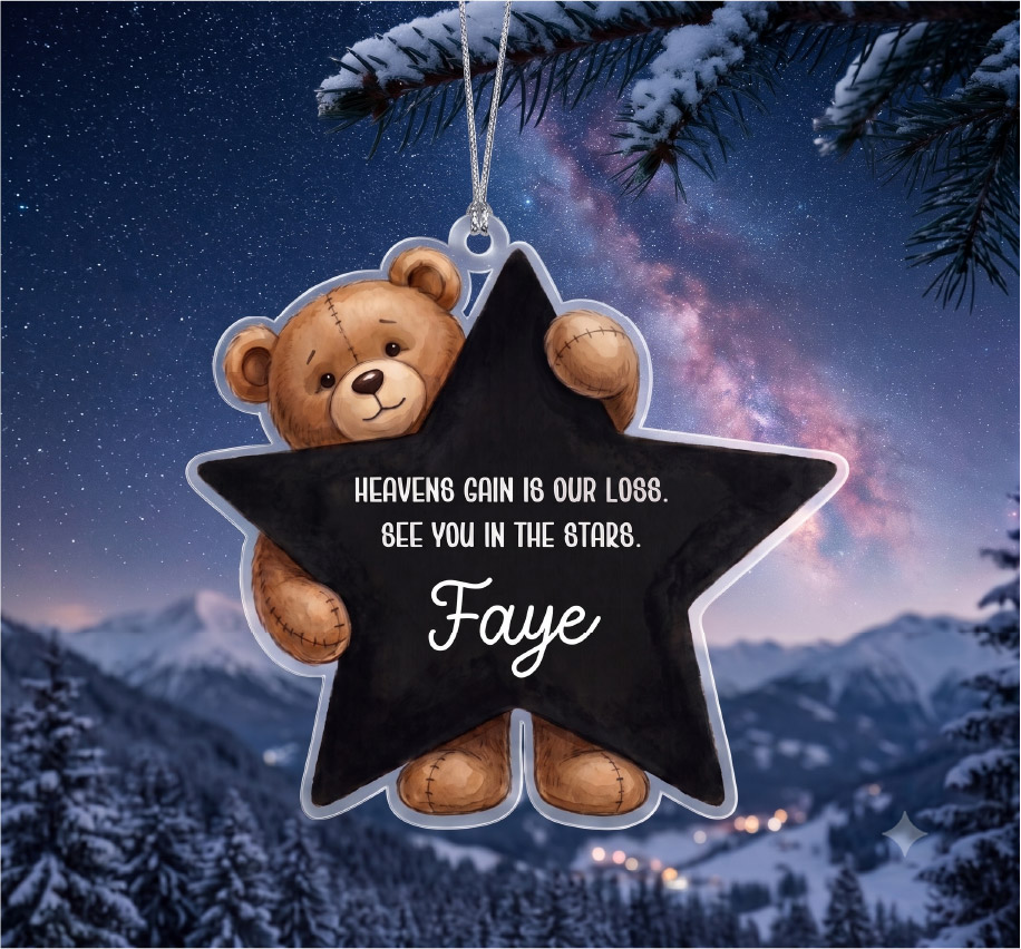 UV DTF – ME 054 Teddy Star bauble - Image 8