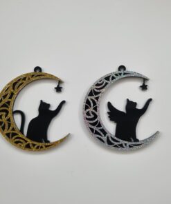 Alternative view of Acrylic Cat and Dog Crescent Moon memorial bauble