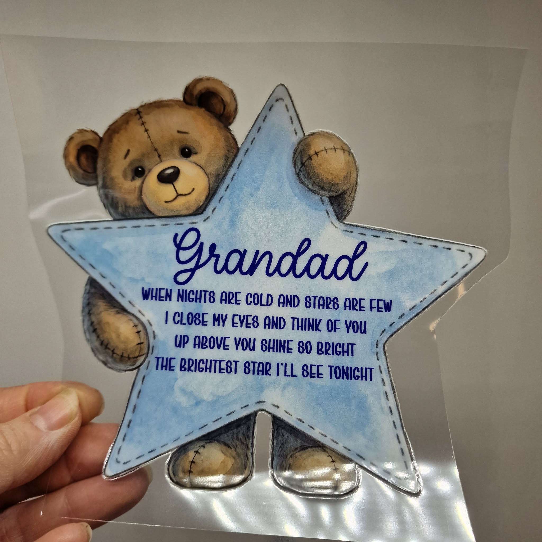 UV DTF – ME 053 Teddy Star GRAVE decal - Image 6