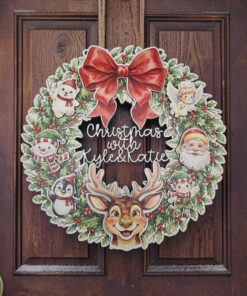 Alternative view of Printed Wreath with Characters - personalised