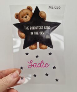 UV DTF – ME 056 Teddy Star decal for single tealight - Image 11