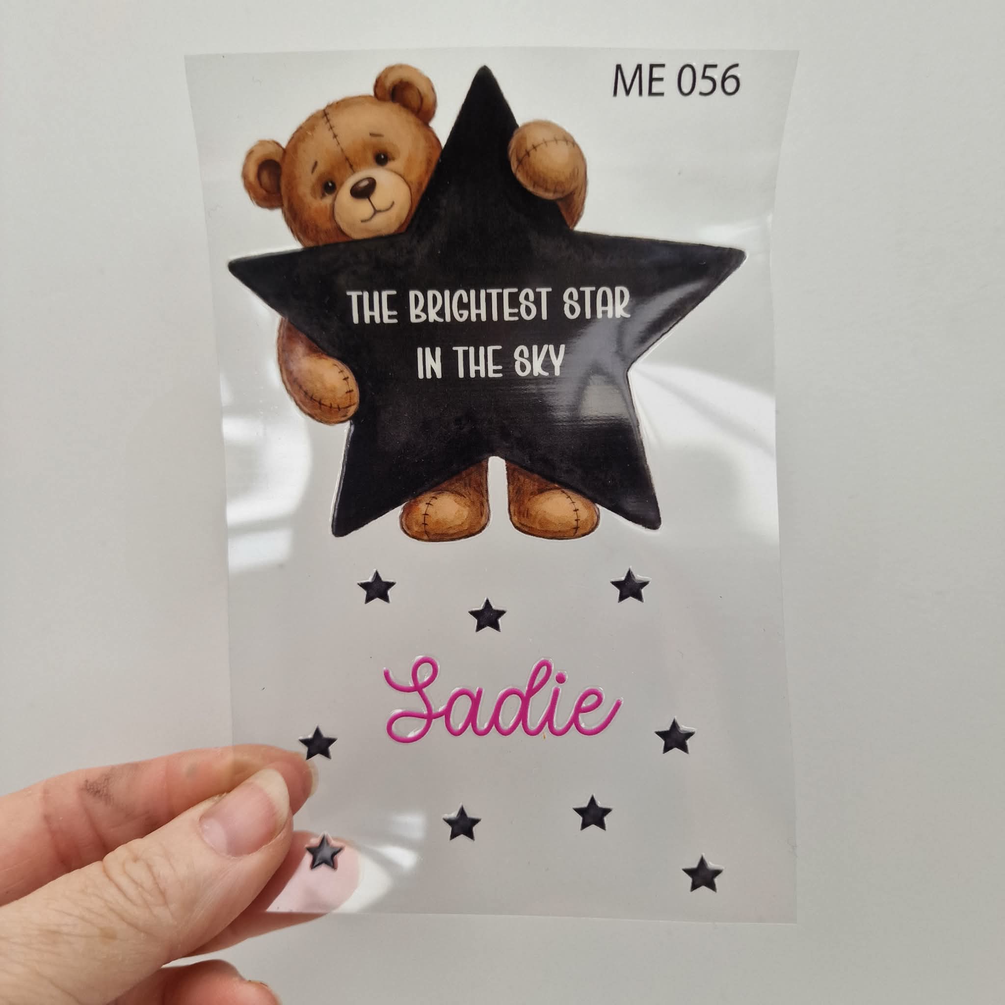 UV DTF – ME 056 Teddy Star decal for single tealight - Image 11