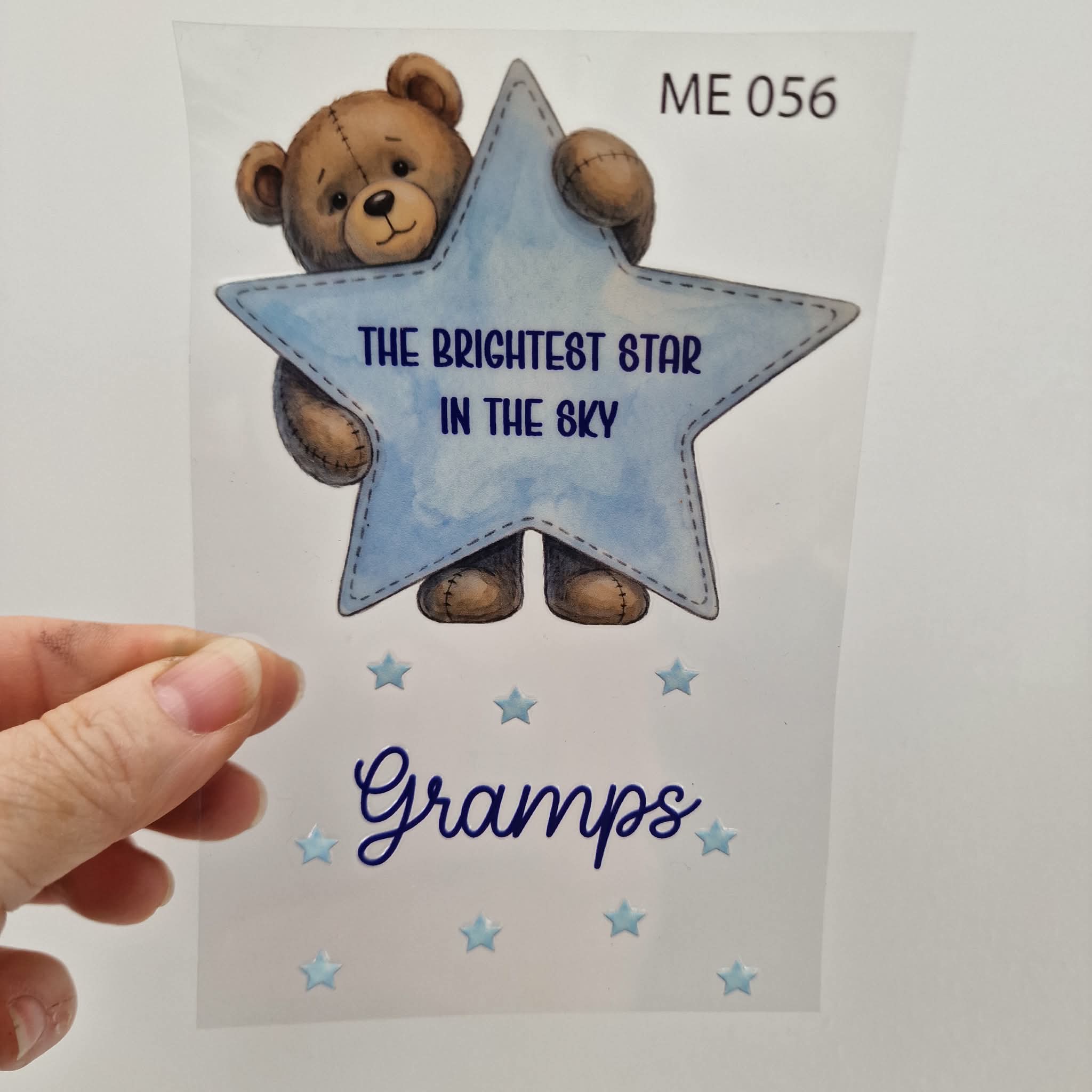 UV DTF – ME 056 Teddy Star decal for single tealight - Image 10