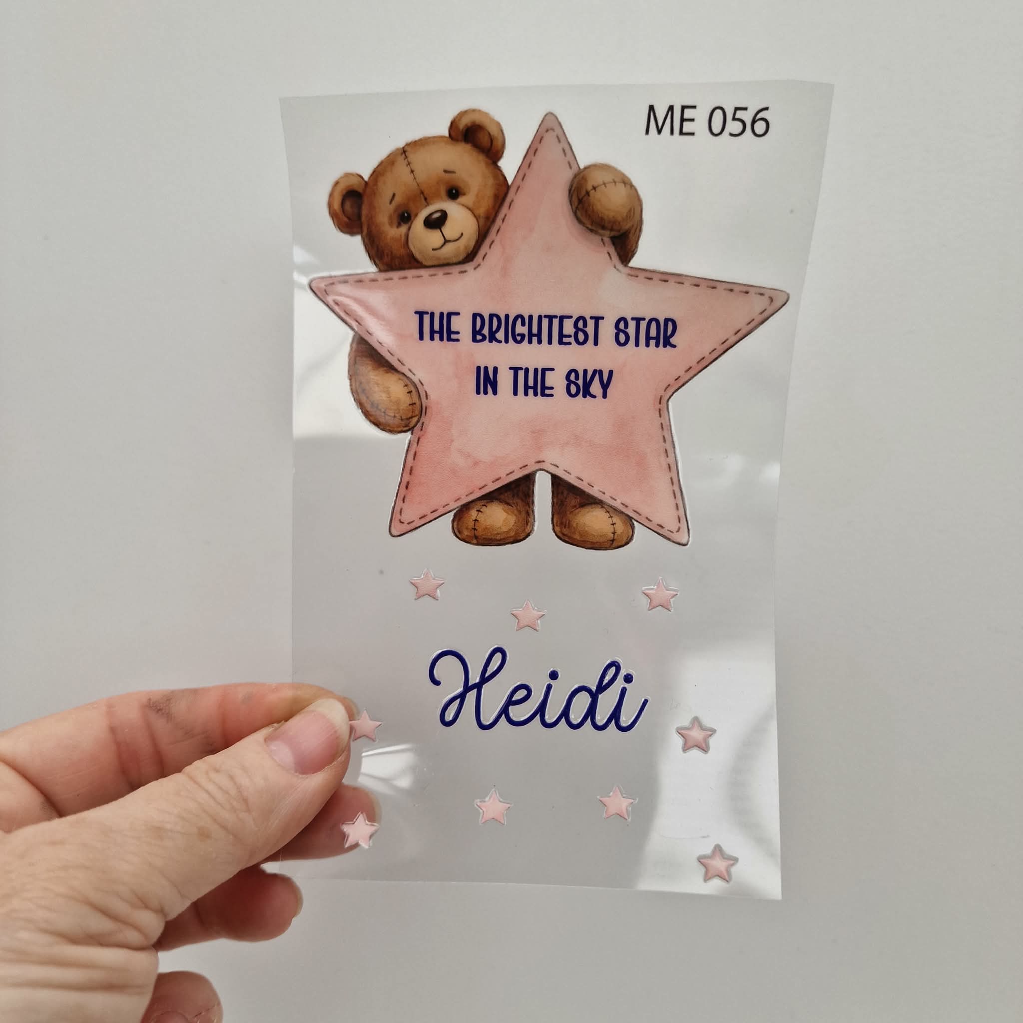UV DTF – ME 056 Teddy Star decal for single tealight - Image 9