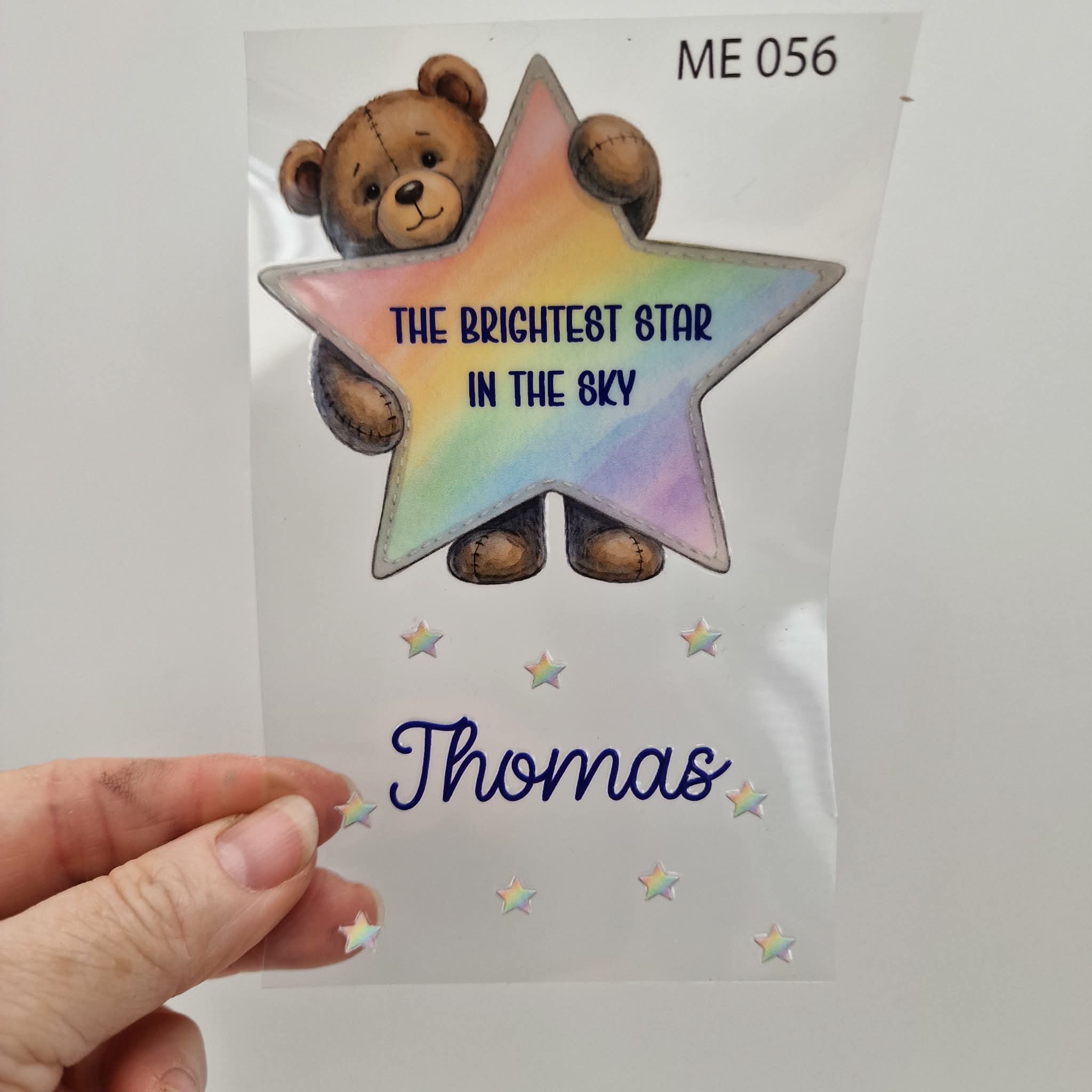 UV DTF – ME 056 Teddy Star decal for single tealight - Image 8