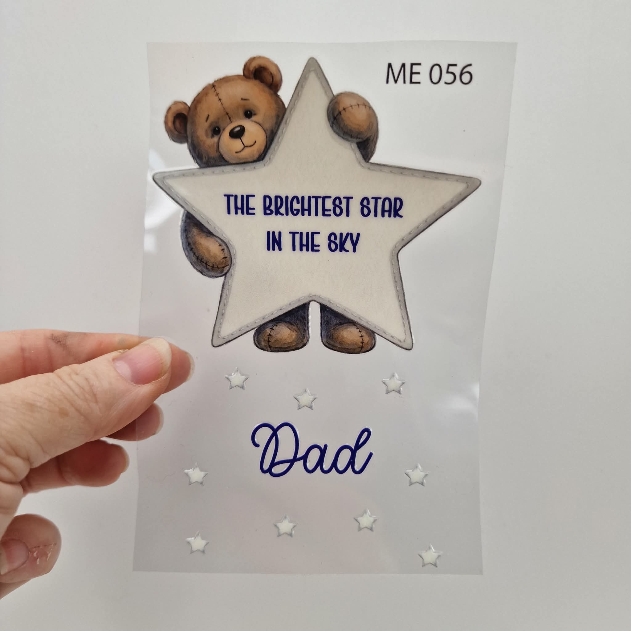 UV DTF – ME 056 Teddy Star decal for single tealight - Image 7