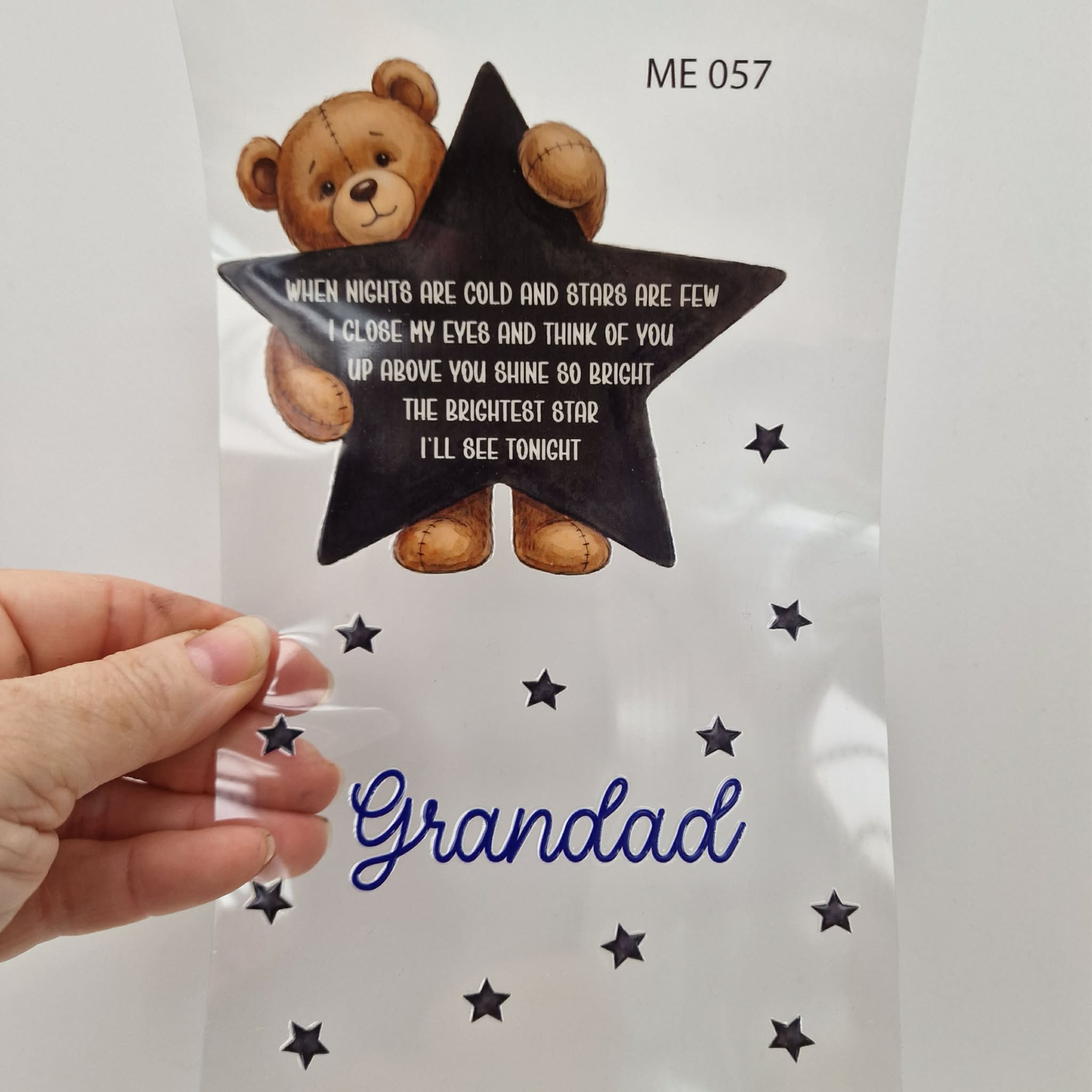 UV DTF – ME 057 Teddy Star decal for double tealight - Image 11
