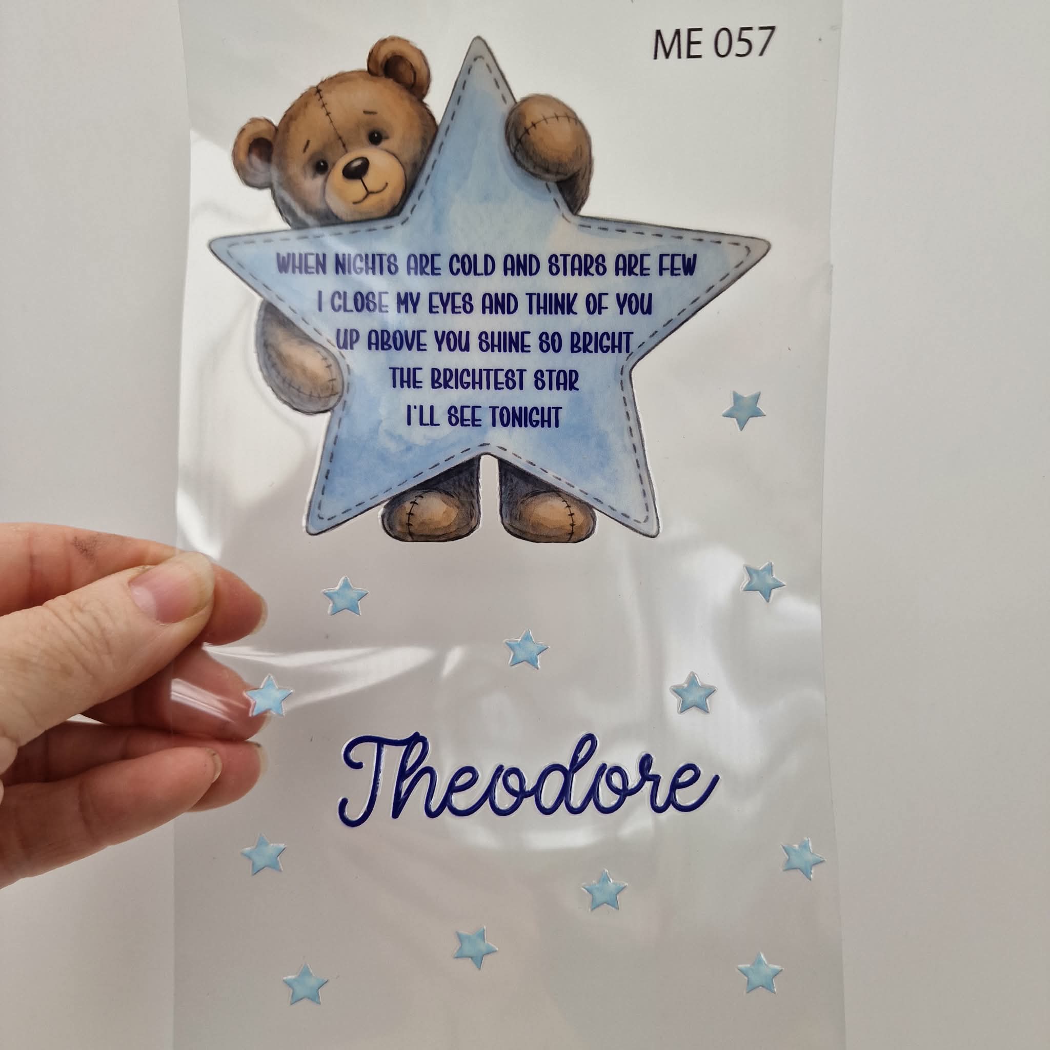 UV DTF – ME 057 Teddy Star decal for double tealight - Image 10