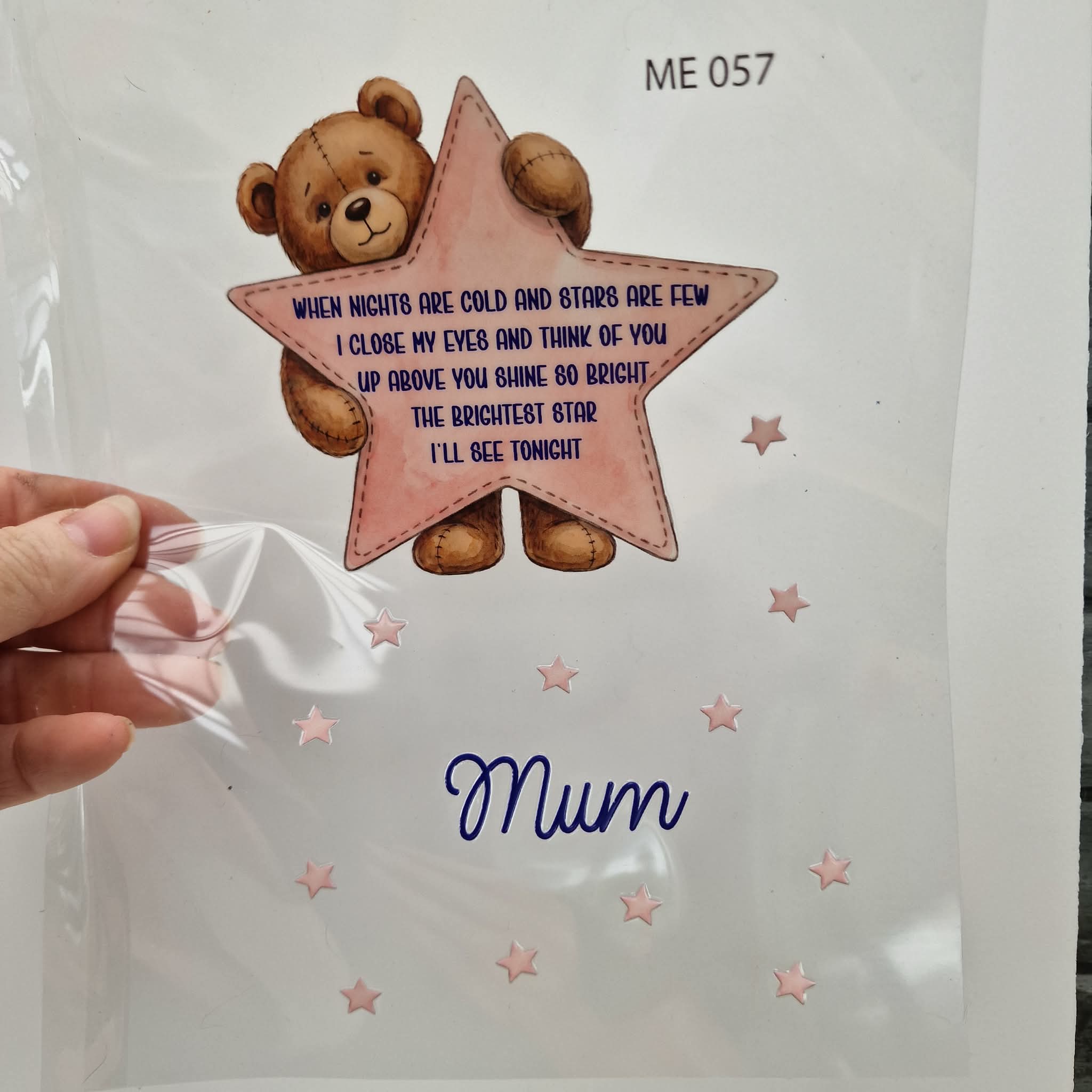 UV DTF – ME 057 Teddy Star decal for double tealight - Image 9