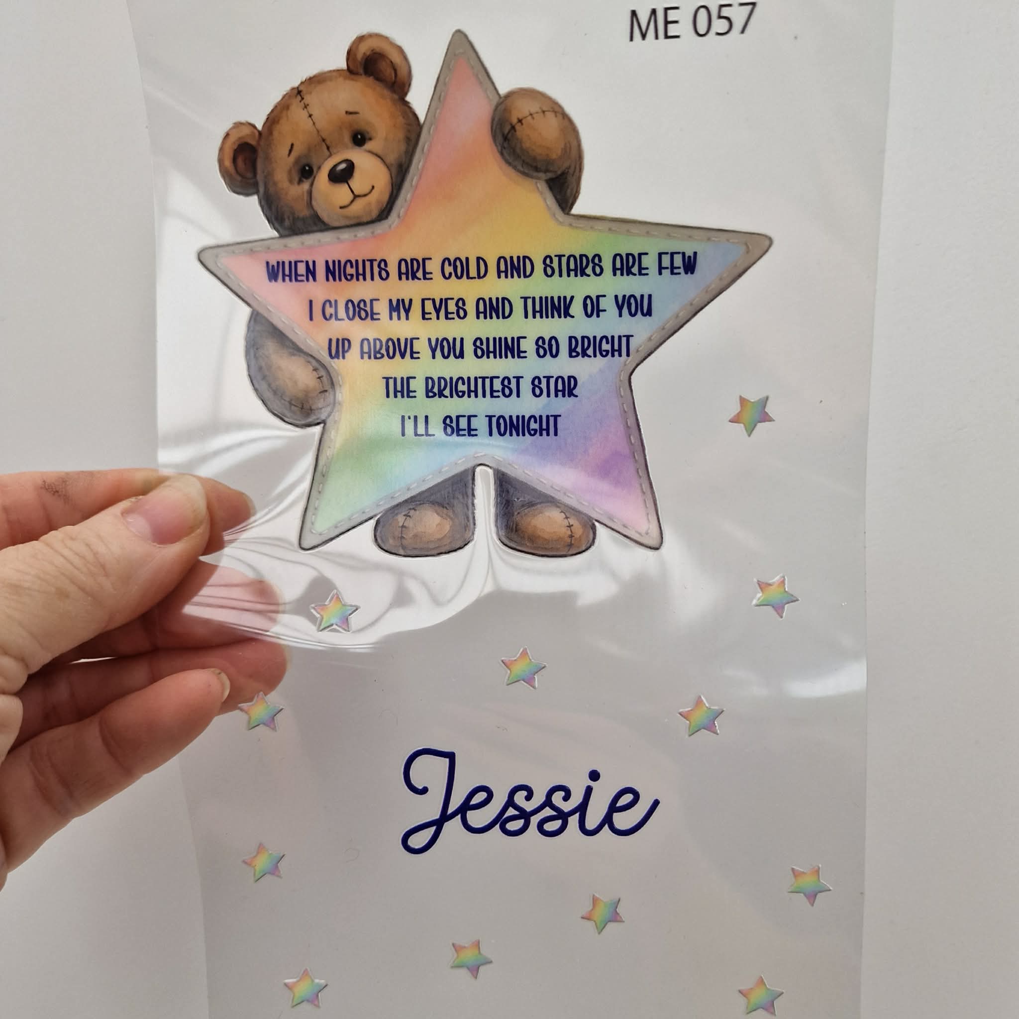 UV DTF – ME 057 Teddy Star decal for double tealight - Image 8