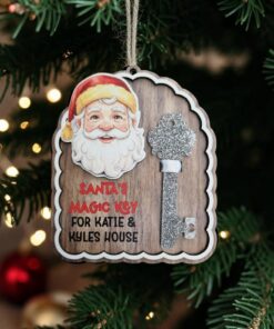Alternative view of Santas Magic Key frilly arch top printed bauble