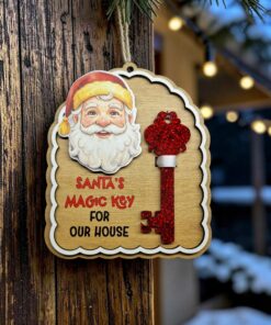 Santas Magic Key frilly arch top printed bauble - Image 4