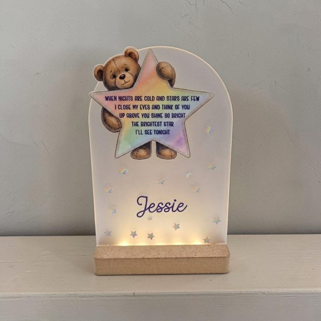 UV DTF – ME 057 Teddy Star decal for double tealight - Image 5