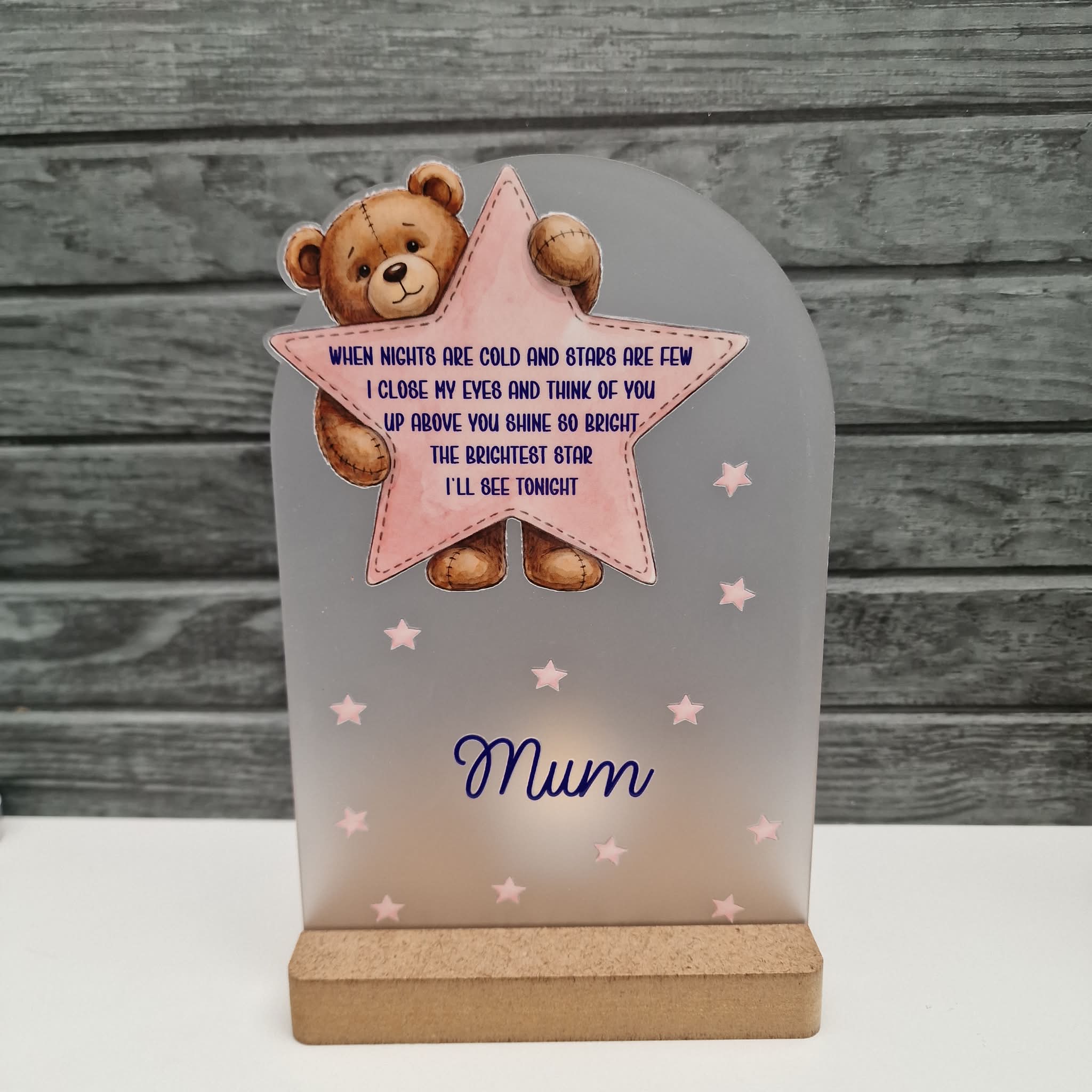 UV DTF – ME 057 Teddy Star decal for double tealight - Image 3