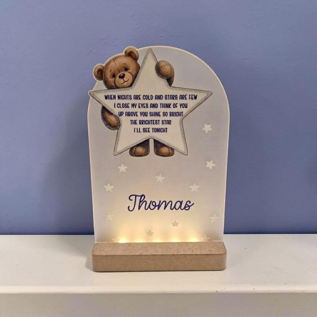 UV DTF – ME 057 Teddy Star decal for double tealight - Image 2