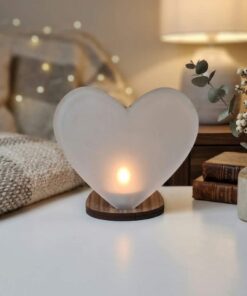Walnut and Acrylic Heart tealight holder