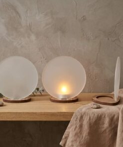 Walnut and frost circle tealight holder