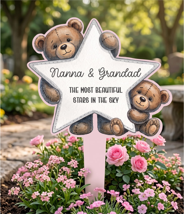 UV DTF – ME 055 Two Teddy Star GRAVE decal - Image 6