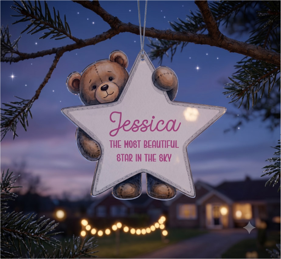 UV DTF – ME 054 Teddy Star bauble - Image 2