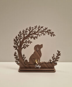 Alternative view of Walnut dog memorial tealight holders