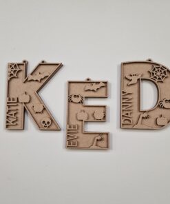 Alternative view of 2 piece Halloween letter bauble - personalised