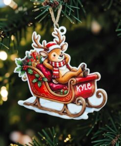 UV DTF – C 074 Reindeer chilling in a sleigh