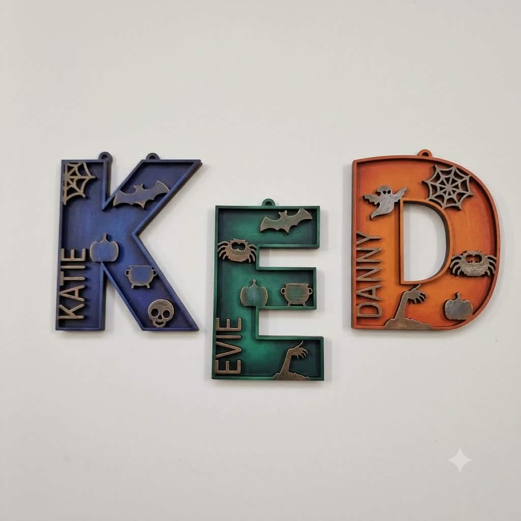 2 piece Halloween letter bauble - personalised