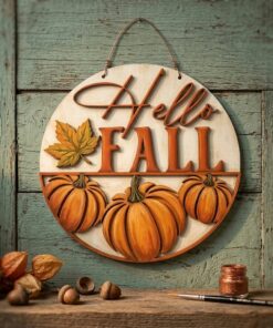 Alternative view of Hello Fall 3 pumpkin at bottom 20cm