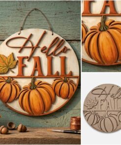 Hello Fall 3 pumpkin at bottom