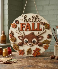 Alternative view of Hello Fall Peeping Reindeer 20cm