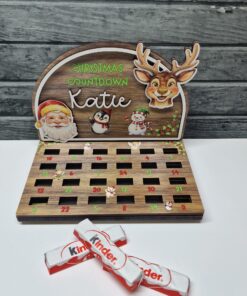Alternative view of Printed Coin / Bar advent with white edge Santa and Reindeer